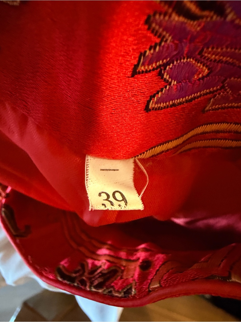Red Brocade Mandarin Jacket with Gold Embroidery - Picture 6 of 9